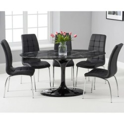 Mesa TUL, oval, fibra de vidrio, mármol negro 160x90 cms 2