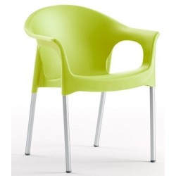 Sillón NILO, aluminio, apilable, polipropileno verde lima*