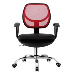 Silla de oficina MIRAFIORI, brazos, malla roja y tejido negro 2