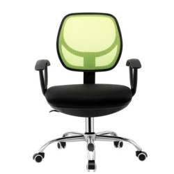 Silla de oficina MIRAFIORI, brazos, malla verde y tejido negro 2