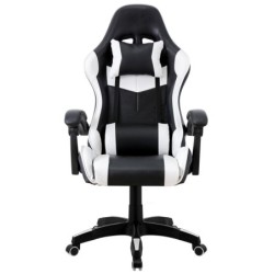 Sillón de oficina SAKHIR, racing, similpiel negra y blanca