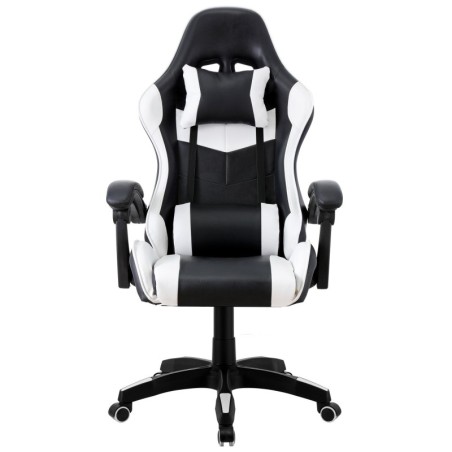Sillón de oficina SAKHIR, racing, similpiel negra y blanca