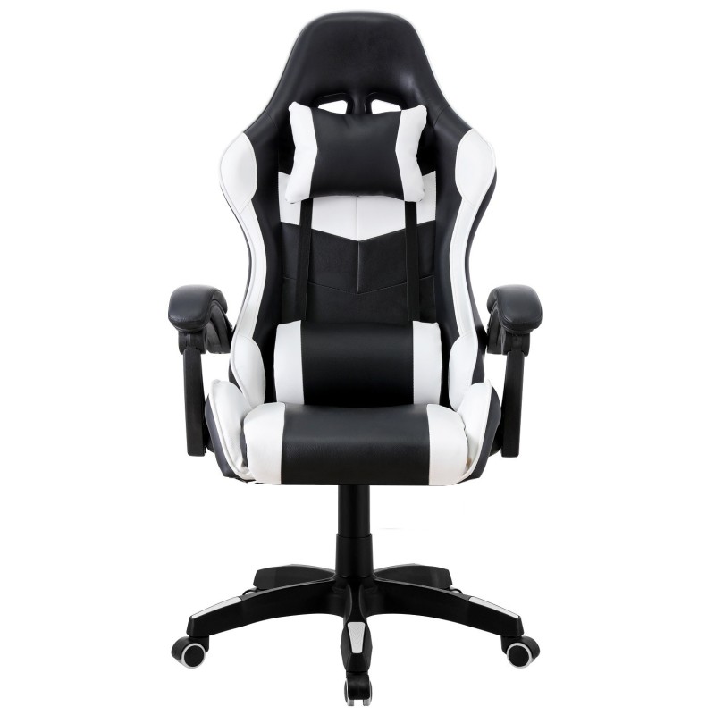 Sillón de oficina SAKHIR, racing, similpiel negra y blanca