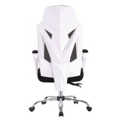 Sillón de oficina GRAZ, blanco, alto, gas, sincro, malla y tejido negro 2