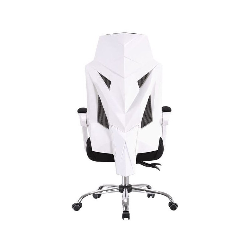 Sillón de oficina GRAZ, blanco, alto, gas, sincro, malla y tejido negro