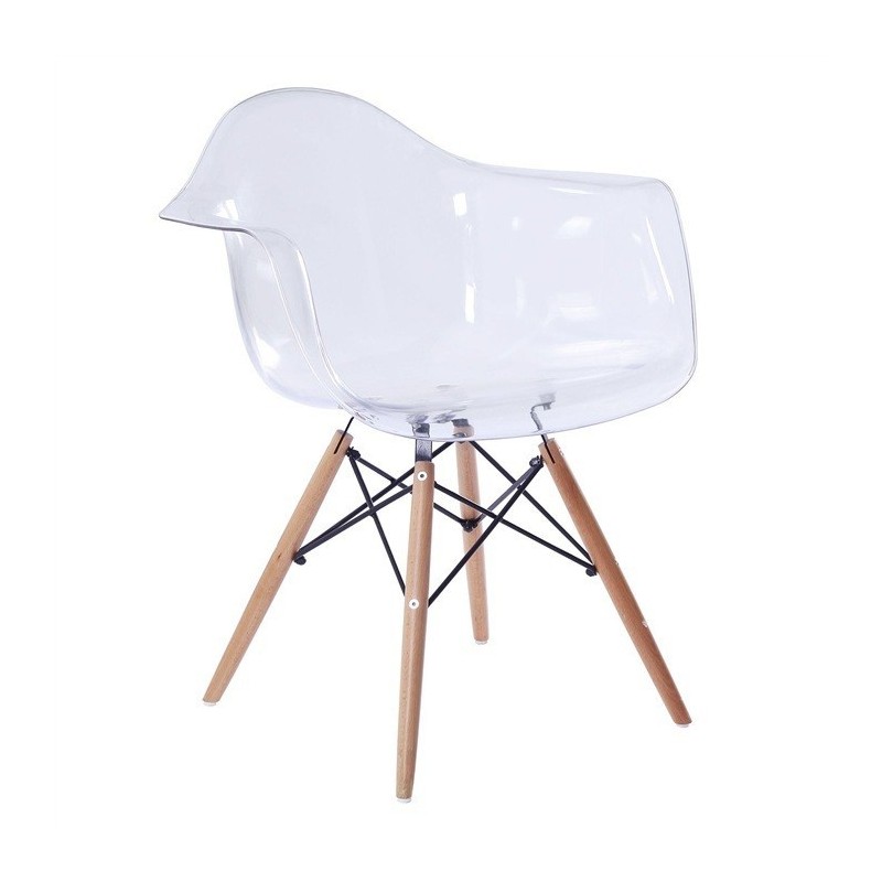 Sillón STAR, madera, policarbonato transparente