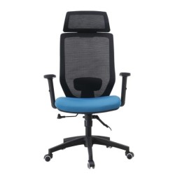 Sillón de oficina CLAYTON, negro, malla negra, tejido azul claro 2