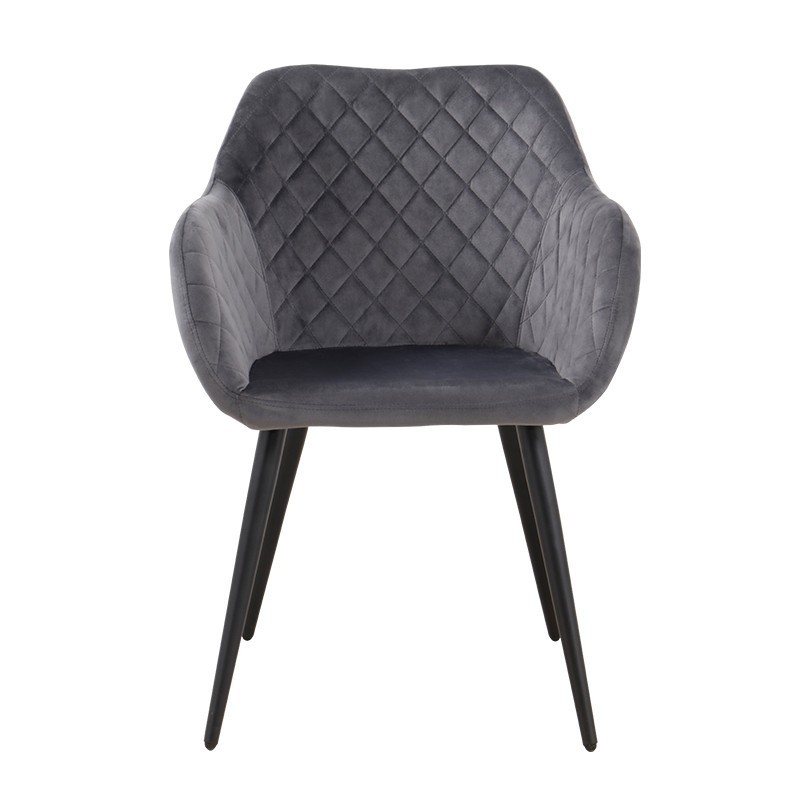 Sillón ROLANDO, metal, tapizado velvet 21 gris oscuro