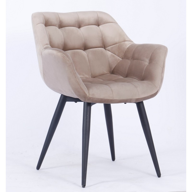 Sillón FABIO, metal, tapizado velvet 8 marrón visón