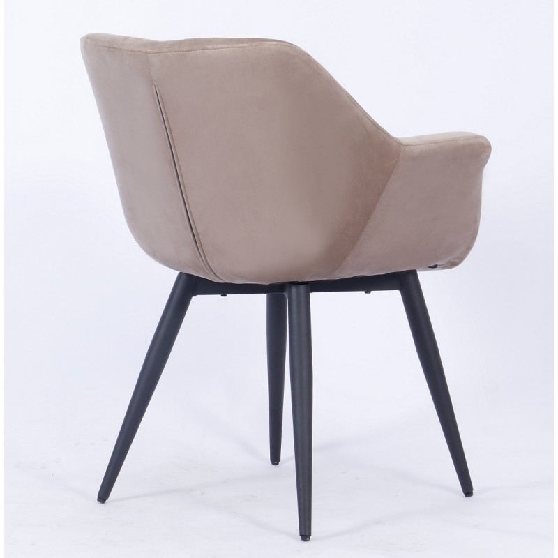 Sillón FABIO, metal, tapizado velvet 8 marrón visón