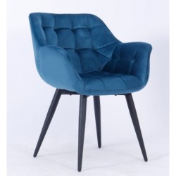 Sillón FABIO, metal, tapizado velvet 62 turquesa dark