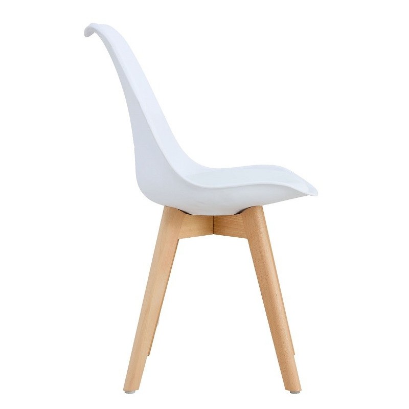 Silla TORRE 4P ( SU ), madera, polipropileno y cojín blanco