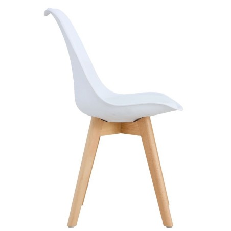 Silla TORRE 4P ( SU ), madera, polipropileno y cojín blanco