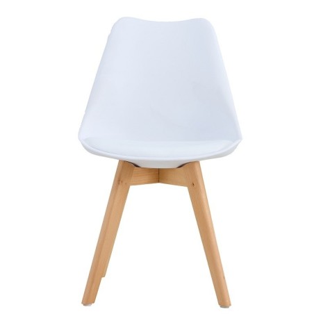 Silla TORRE 4P ( SU ), madera, polipropileno y cojín blanco