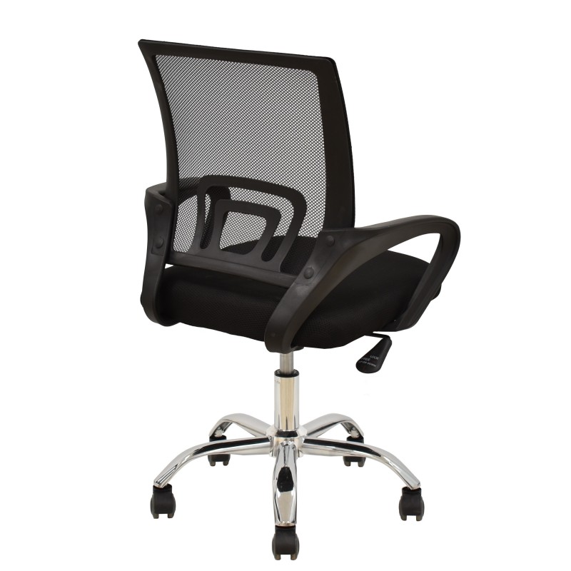 Sillón de oficina FISS NEW (M), negro, gas, basculante, malla y tejido negro