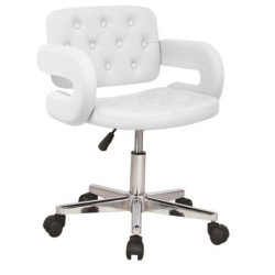 Sillón PARADISE, giratorio, cromado, tapizado blanco
