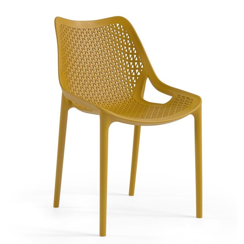 Silla BILL, apilable,  polipropileno mostaza*