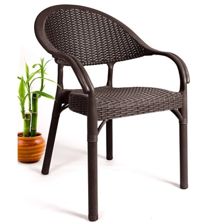 Sillón TORREMOLINOS, apilable, polipropileno marrón chocolate