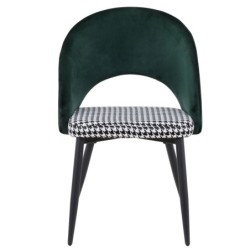 Silla CLEO, metal, tapizado verde con pata de gallo 2