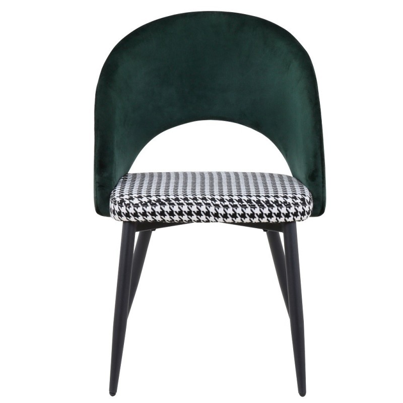 Silla CLEO, metal, tapizado verde con pata de gallo
