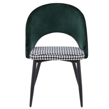 Silla CLEO, metal, tapizado verde con pata de gallo
