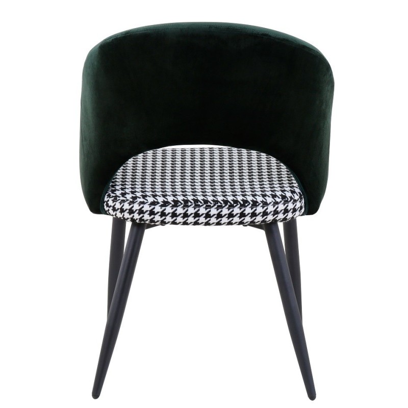Silla CLEO, metal, tapizado verde con pata de gallo
