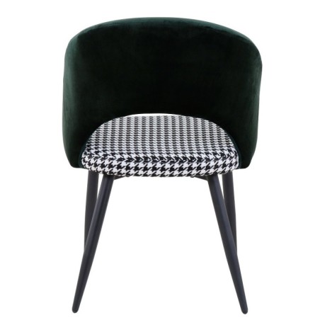Silla CLEO, metal, tapizado verde con pata de gallo