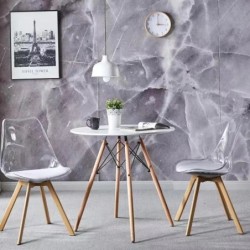 Silla TORRE 4P, madera, transparente, cojín blanco 2