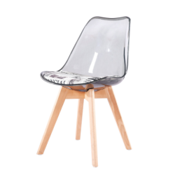 Silla TORRE 4P, madera, transparente, cojín estampado moderno