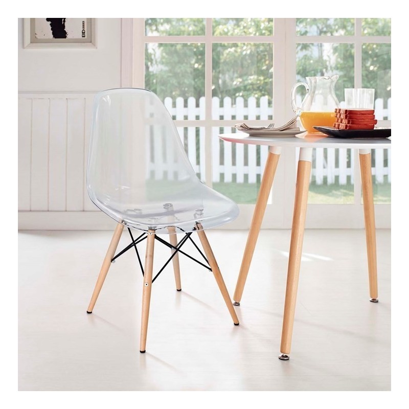 Silla STAR, madera, carcasa transparente