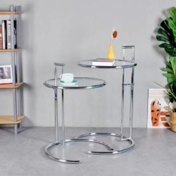 Mesa EG NEW, regulable, acero inoxidable y cristal, 50 cms de diámetro 2