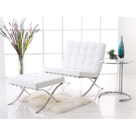 Mesa EG NEW, regulable, acero inoxidable y cristal, 50 cms de diámetro