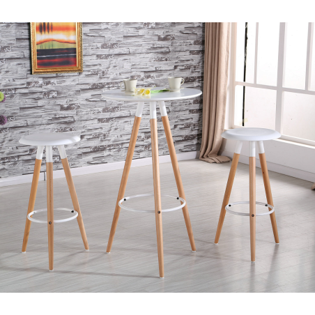 Mesa OTILIA NEW, alta, madera, tapa blanca de 60 cms