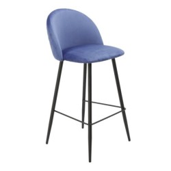 Taburete MAGDA, metal, tapizado velvet azul 2