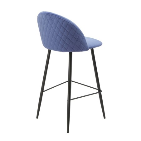 Taburete MAGDA, metal, tapizado velvet azul