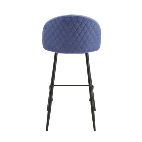 Taburete MAGDA, metal, tapizado velvet azul
