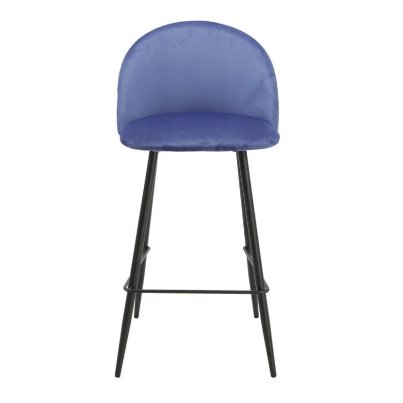 Taburete MAGDA, metal, tapizado velvet azul