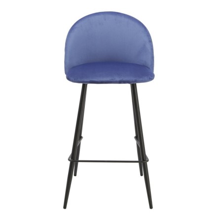 Taburete MAGDA, metal, tapizado velvet azul