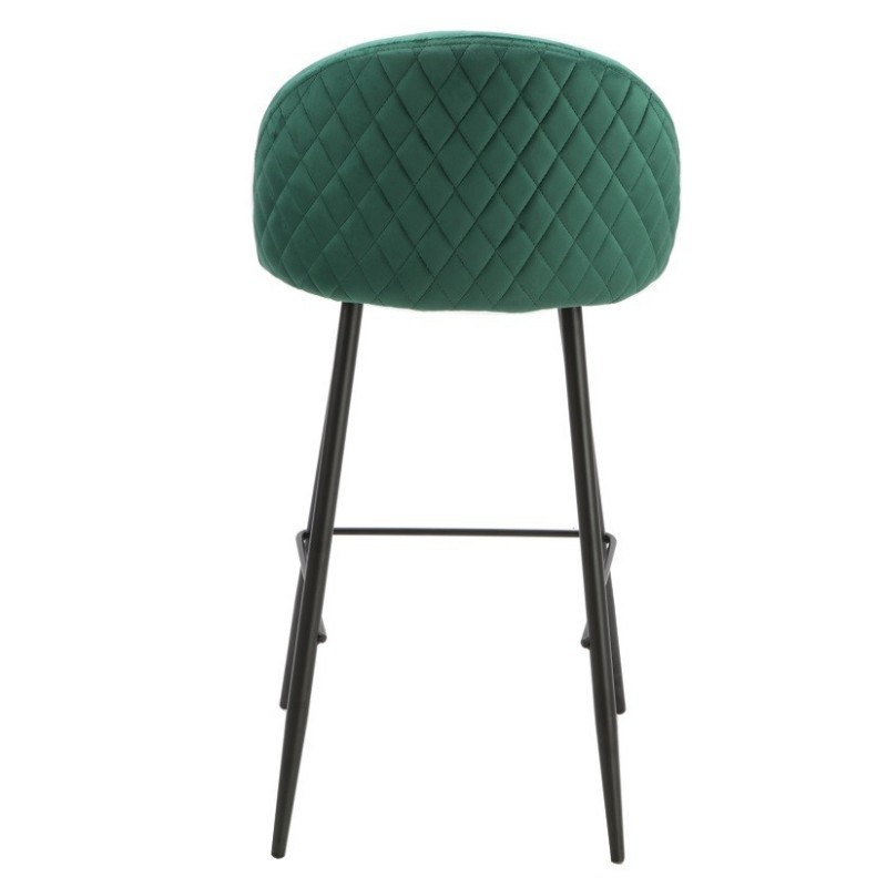 Taburete MAGDA, metal, tapizado velvet verde