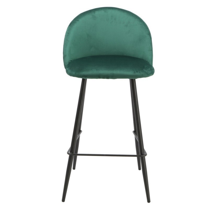 Taburete MAGDA, metal, tapizado velvet verde