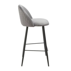 Taburete MAGDA, metal, tapizado velvet gris