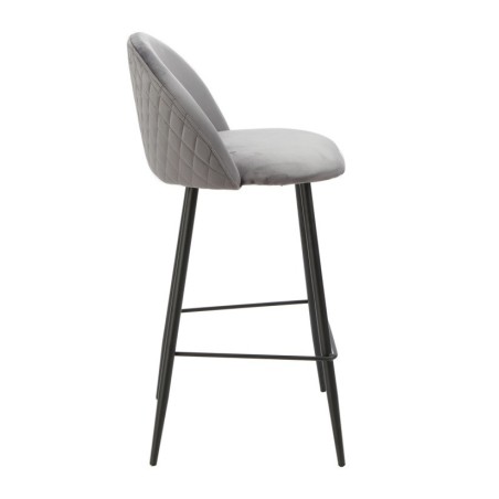Taburete MAGDA, metal, tapizado velvet gris