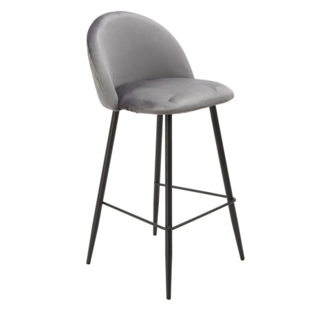 Taburete MAGDA, metal, tapizado velvet gris