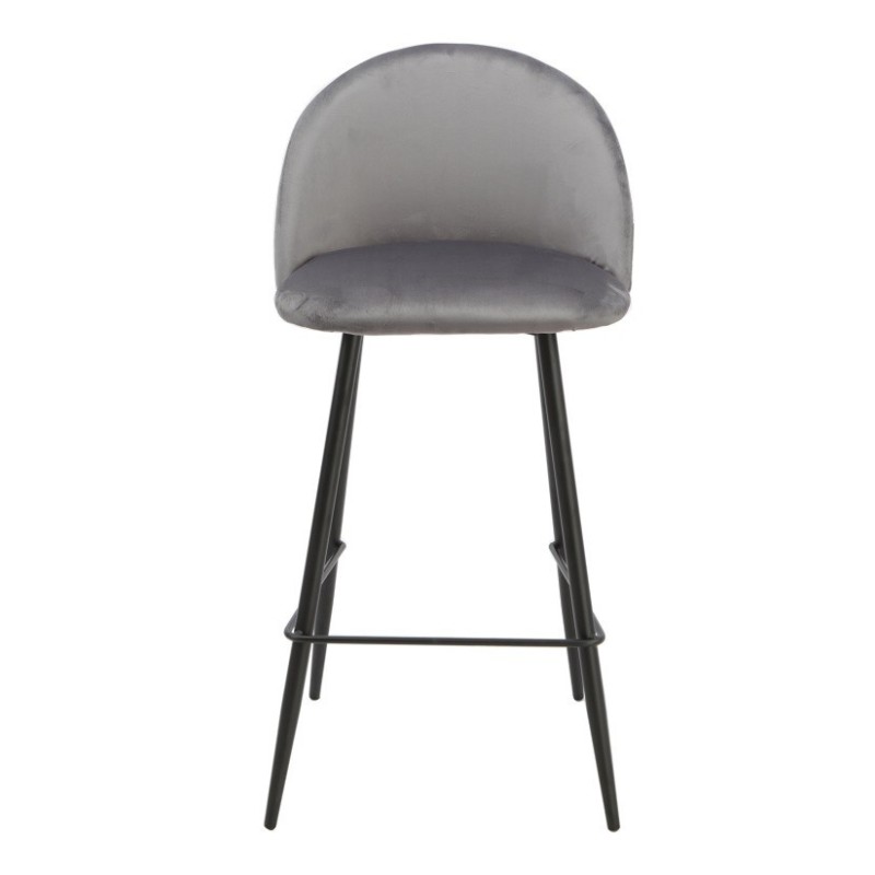 Taburete MAGDA, metal, tapizado velvet gris