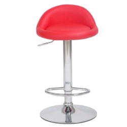 Taburete ALIVERI, cromado, similpiel roja 2