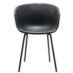 Sillón MISSOURI, metal, similpiel cuero marrón y negro 2