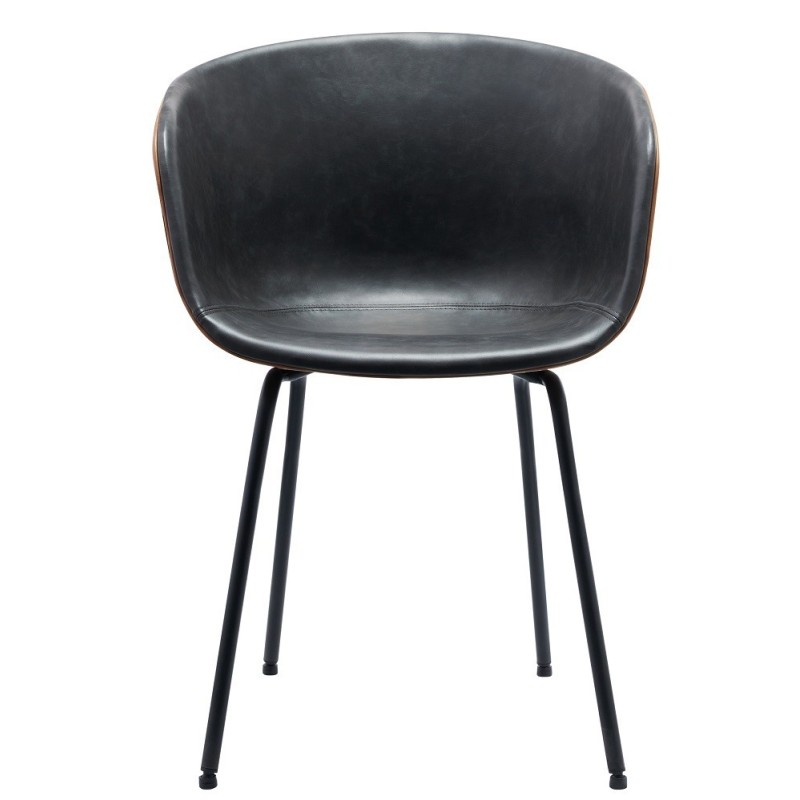Sillón MISSOURI, metal, similpiel cuero marrón y negro