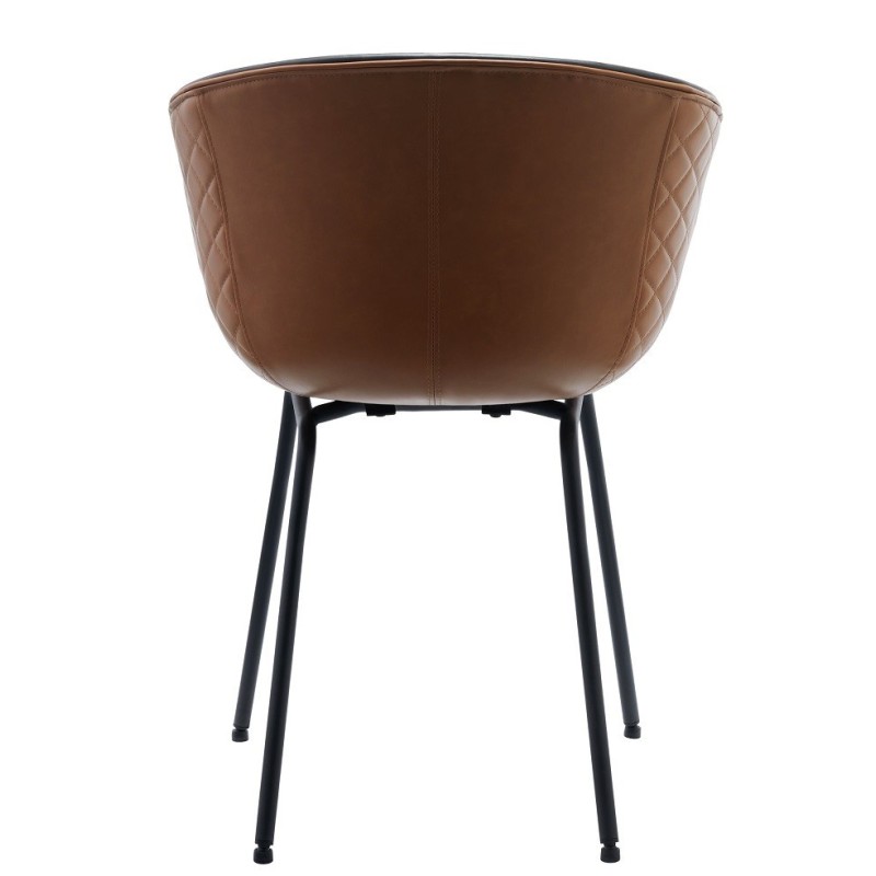 Sillón MISSOURI, metal, similpiel cuero marrón y negro