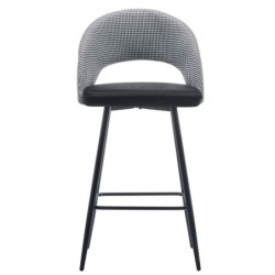 Taburete CLEO, metal, tapizado pata de gallo con negro 2