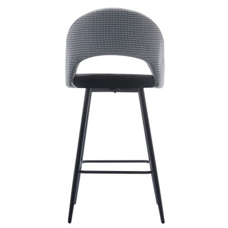 Taburete CLEO, metal, tapizado pata de gallo con negro